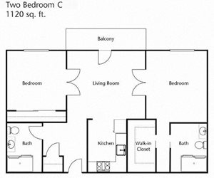 Two bedroom Two bathroom Floor Plan at Cogir of Rohnert Park, Rohnert Park, CA, 94928